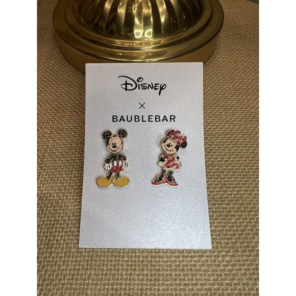 Disney x Baublebar Mickey & Minnie Pearl and Rhinestone Dangle Earrings NEW - Picture 5 of 5